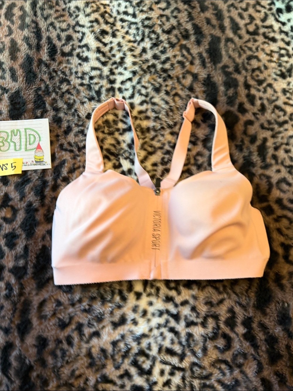 34D Victoria’s Secret VICTORIA SPORT Light Pink Front-Zip Sports Bra VS5
